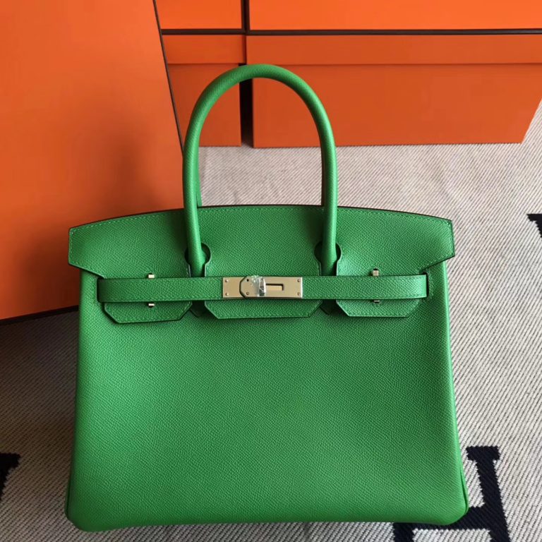 Hermes 1K Bamboo Green Epsom Leather Birkin 30cm Bag