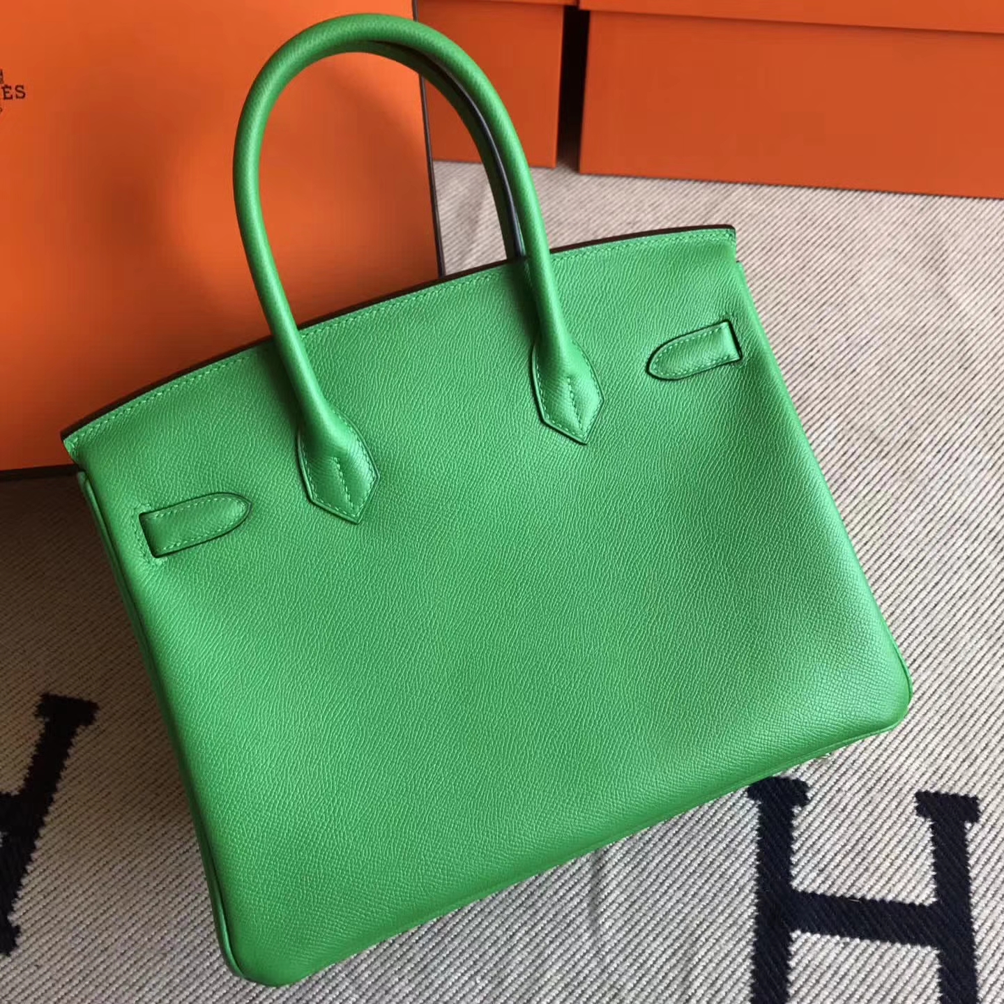 Discount Hermes 1K Bamboo Green Epsom Leather Birkin30cm Bag