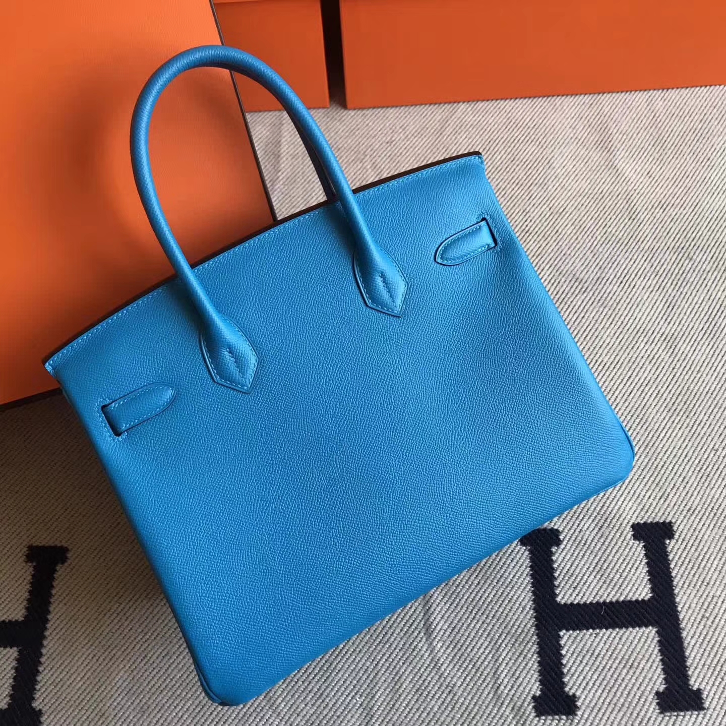 Sale Hermes B3 Blue Zanzibar Epsom Leather Birkin30cm Tote Bag