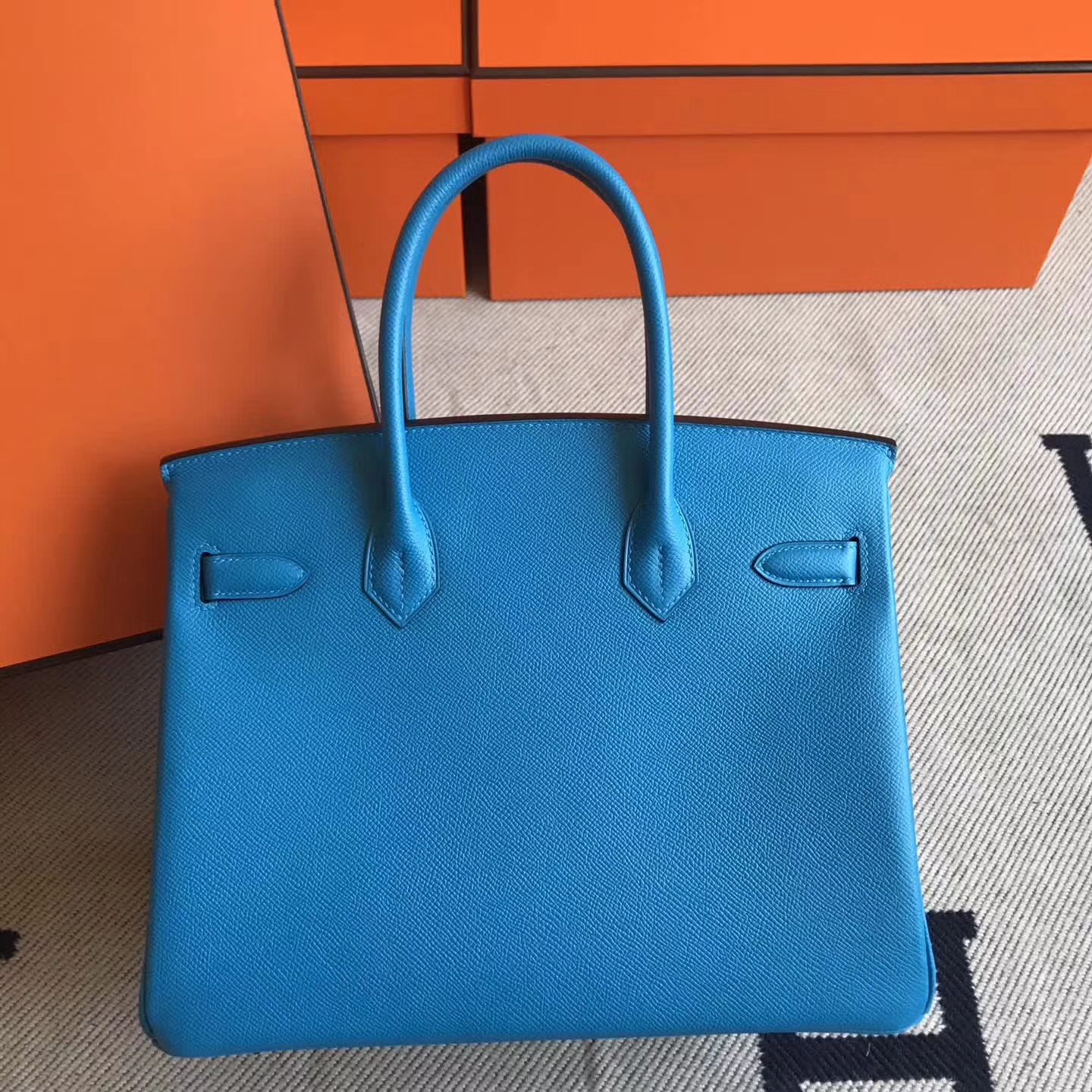 Sale Hermes B3 Blue Zanzibar Epsom Leather Birkin30cm Tote Bag