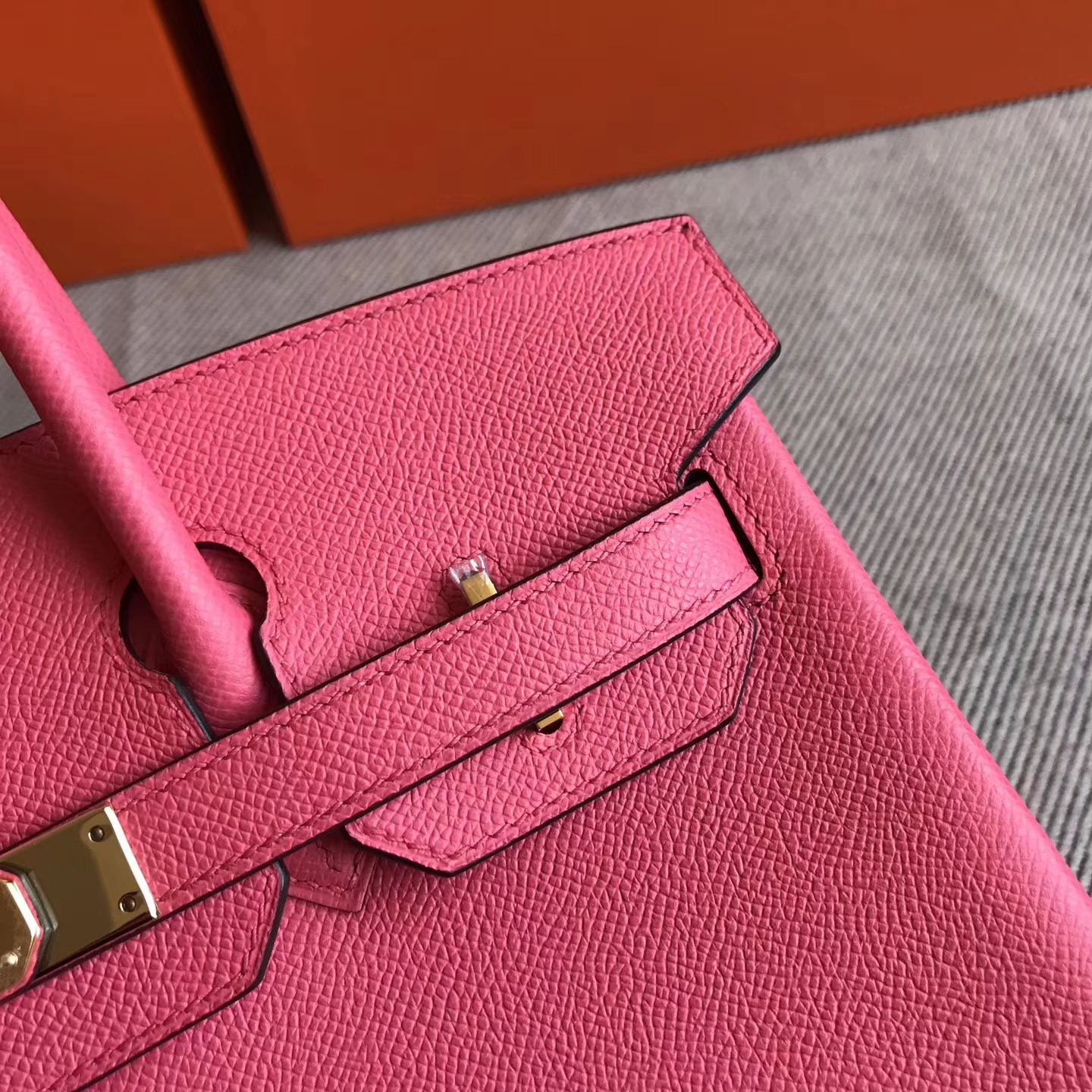 Hermes Epsom Calfskin Birkin30cm Handbag in 8W Rose Lipstick Gold Hardware