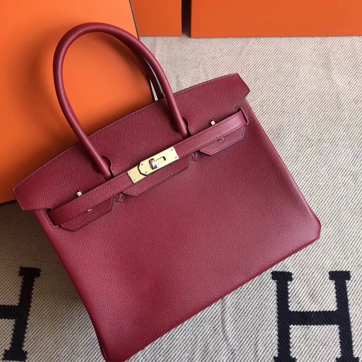 Discount Hermes K1 Rouge Grenade Epsom Leather Birkin Tote Bag30cm