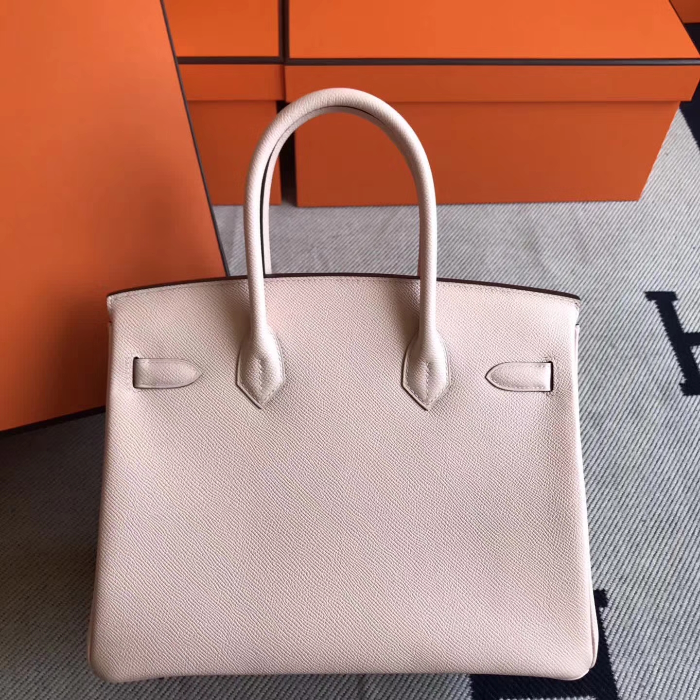 Sale Hermes P1 Rose Elglantine Epsom Leather Birkin30cm Handbag Silver Hardware