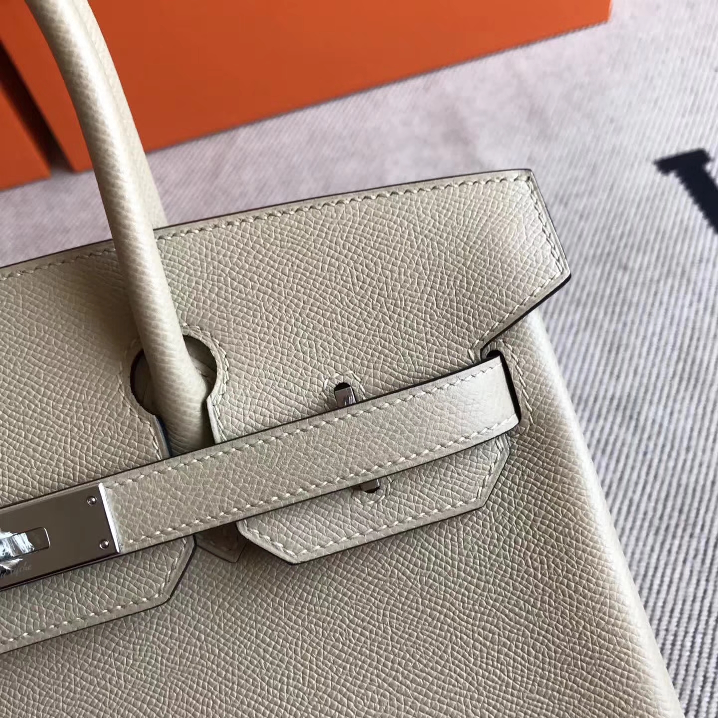 Luxury Hermes S2 Trench Grey Epsom Leather Birkin30cm Bag Silver Hardware