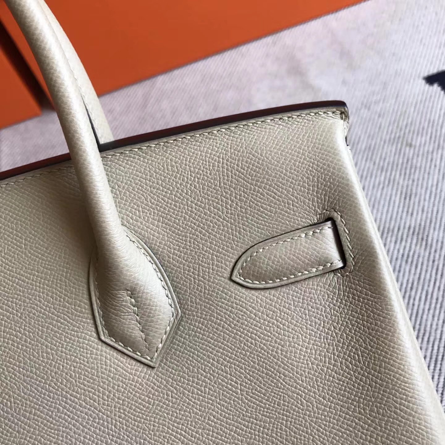 Luxury Hermes S2 Trench Grey Epsom Leather Birkin30cm Bag Silver Hardware