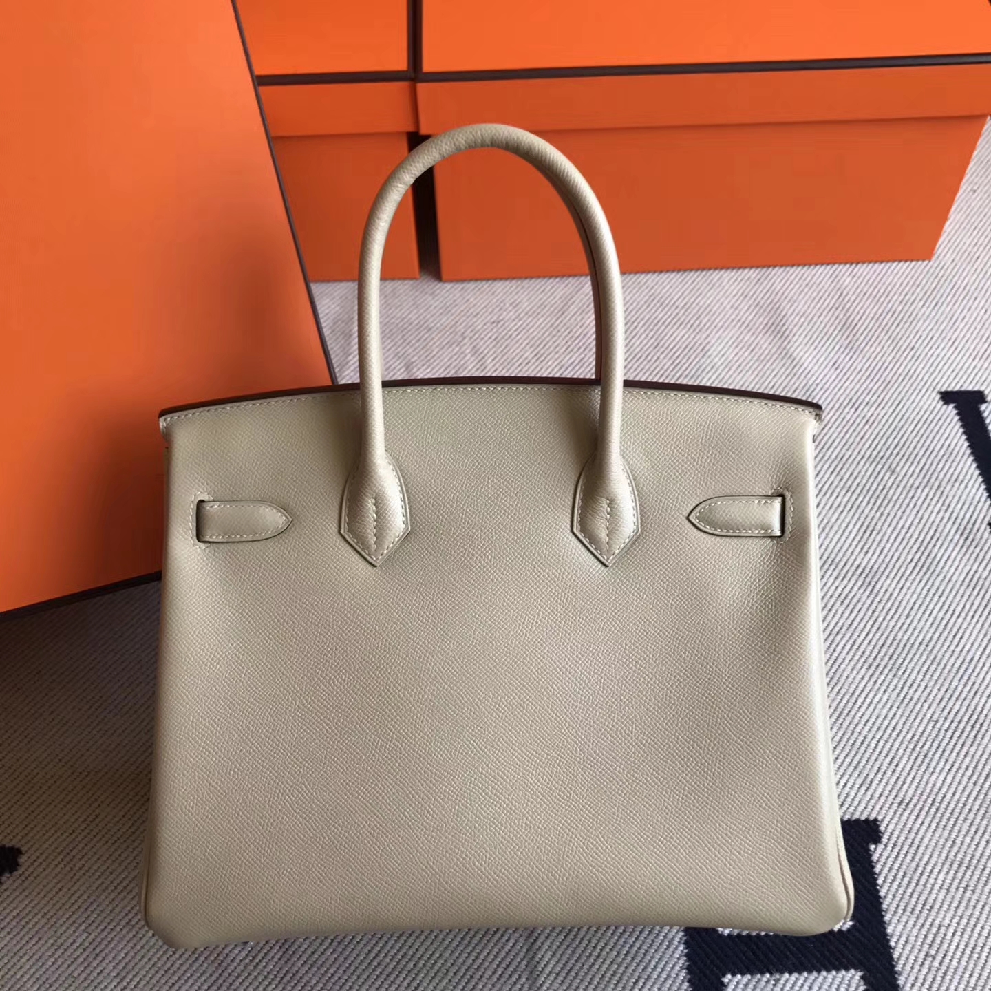 Luxury Hermes S2 Trench Grey Epsom Leather Birkin30cm Bag Silver Hardware