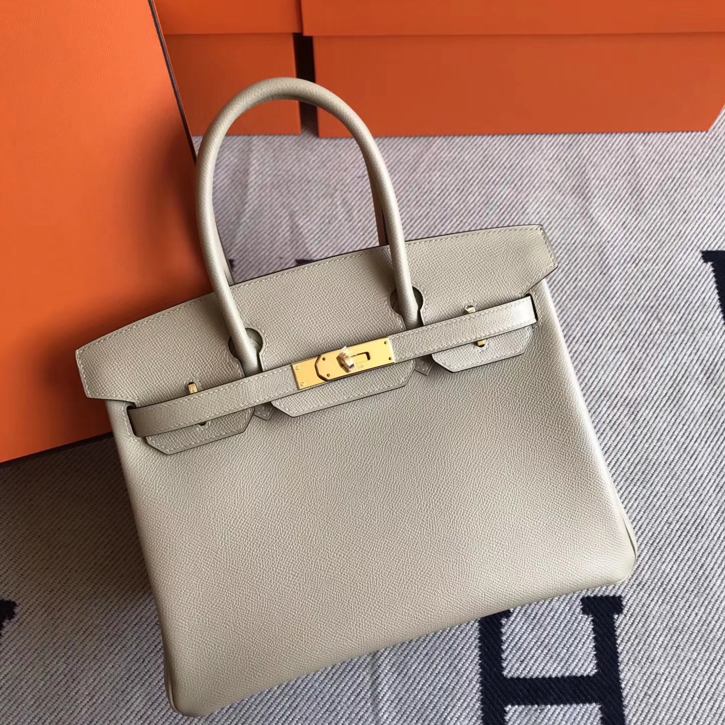 On Sale Hermes Birkin30cm Bag in S2 Trench Grey Epsom Leather Gold Hardware
