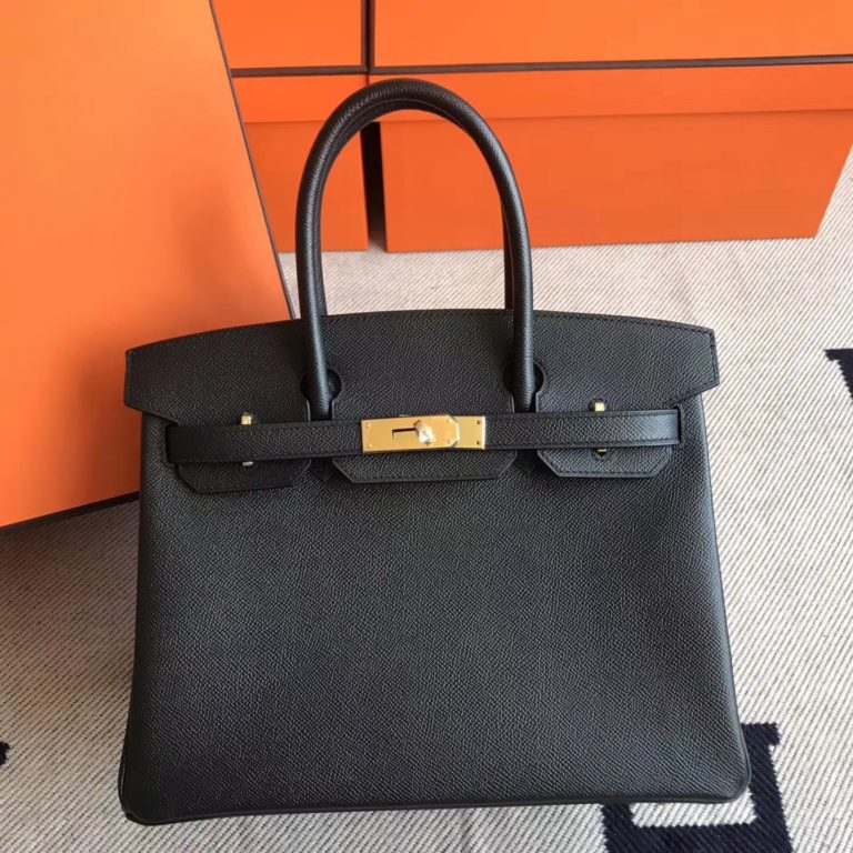 Hermes CK89 Black Epsom Leather Birkin 30cm Tote Bag Gold  Hardware