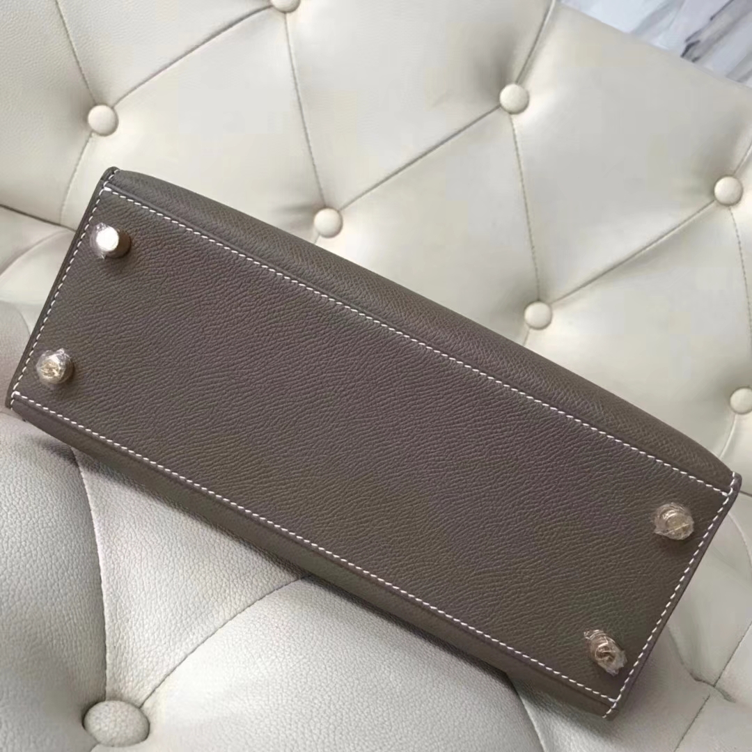 Discount Hermes CK18 Etoupe Grey/8W Rose Azalee Epsom Calf Kelly25CM Bag Gold Hardware