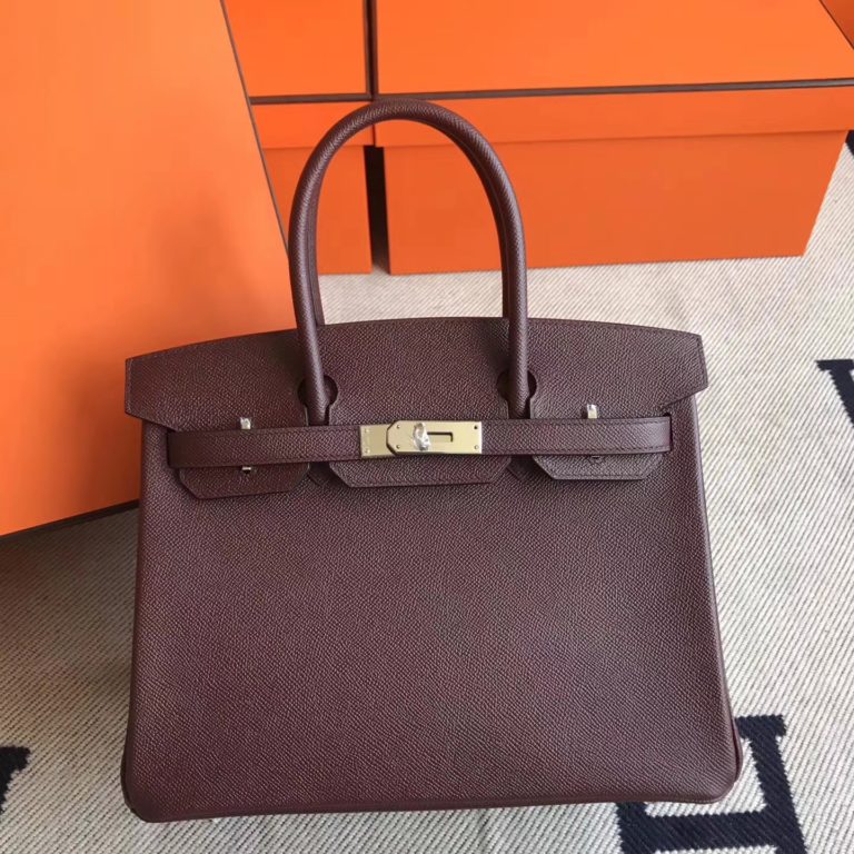 Hermes Epsom Leather Birkin Bag 30cm in CK57 Bordeaux Silver Hardware