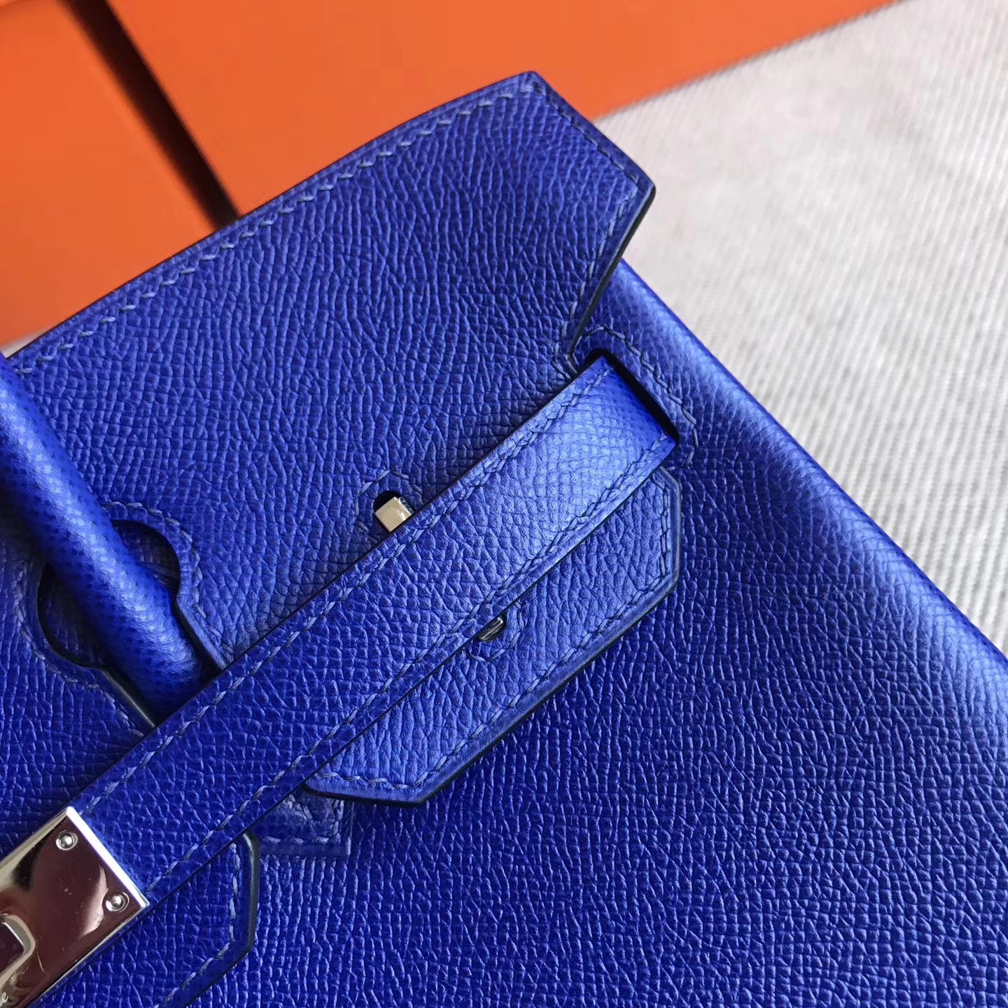 Hot Sale Hermes 7T Blue Electric Epsom Leather Birkin30cm Handbag