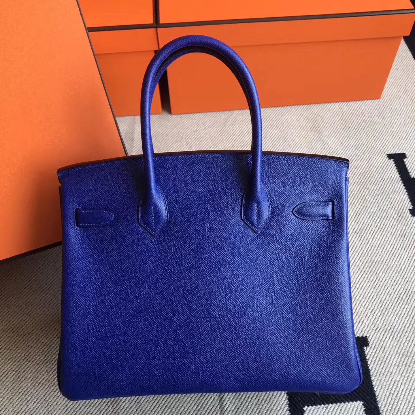 Hot Sale Hermes 7T Blue Electric Epsom Leather Birkin30cm Handbag