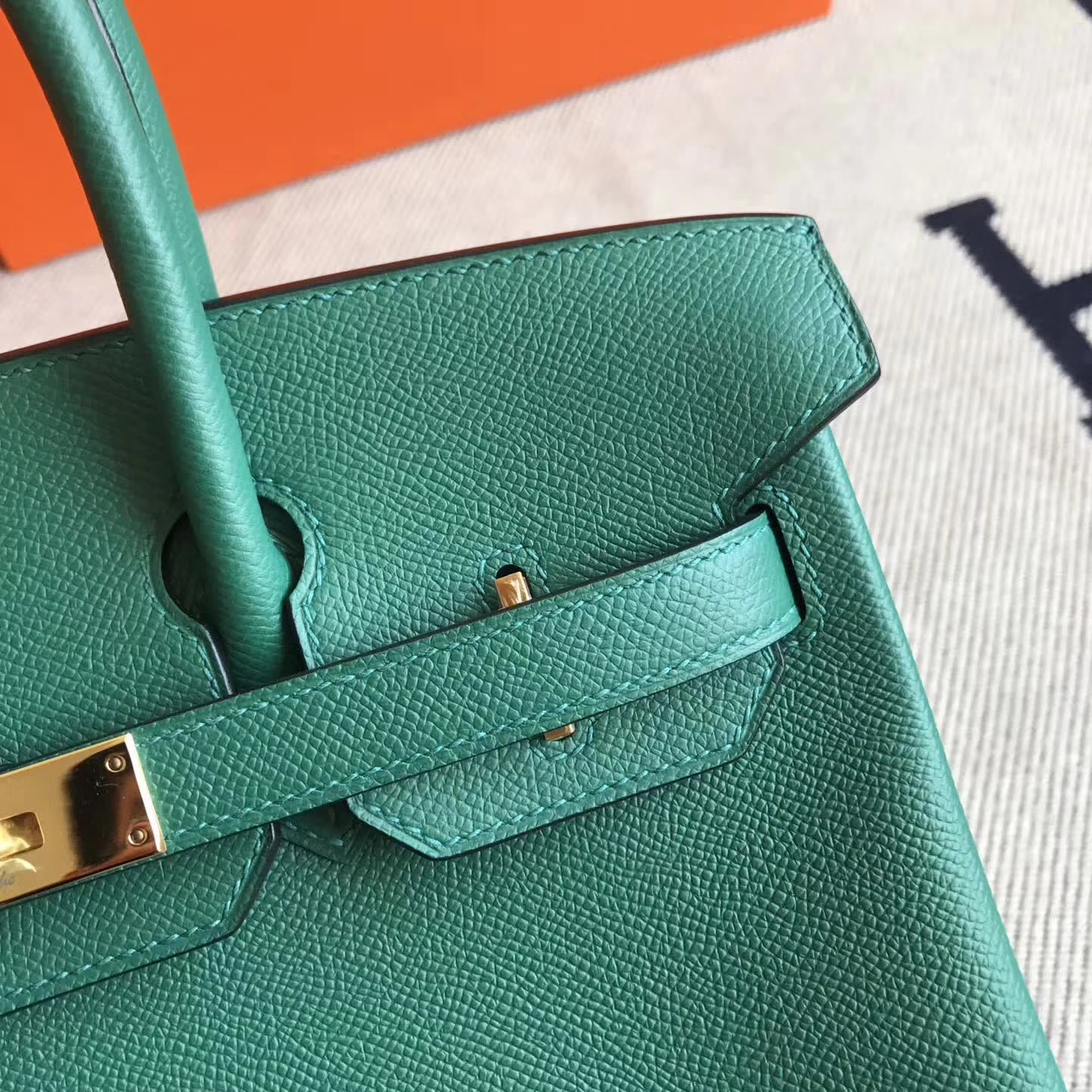 Cheap Hermes Birkin Bag30cm Z6 Malachite Green Epsom Leather Gold Hardware