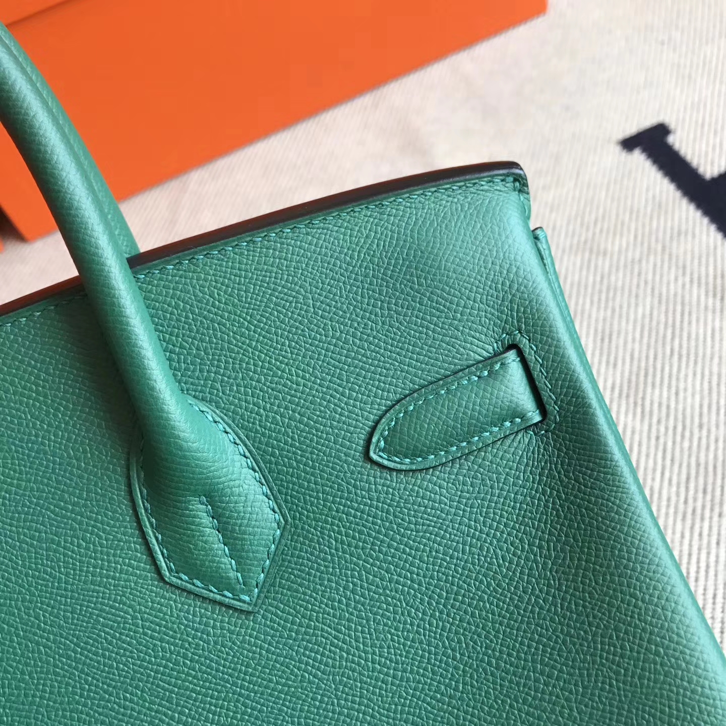 Cheap Hermes Birkin Bag30cm Z6 Malachite Green Epsom Leather Gold Hardware