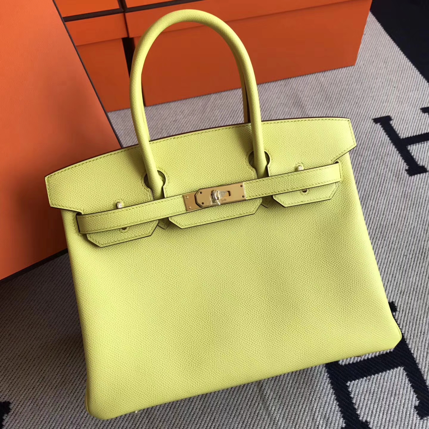 Beautiful Hermes C9 Soupre Yellow Epsom Leather Birkin30cm Bag