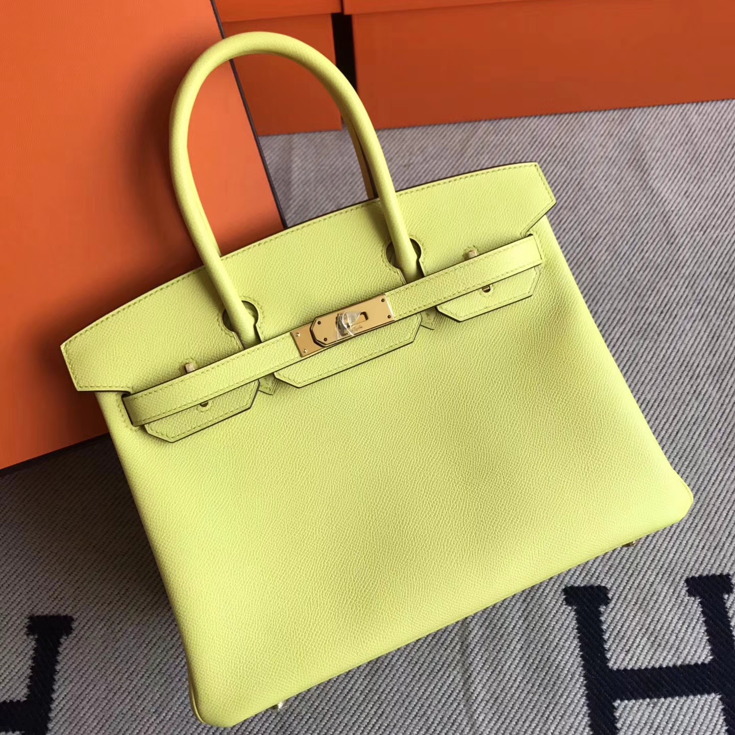 Beautiful Hermes C9 Soupre Yellow Epsom Leather Birkin30cm Bag