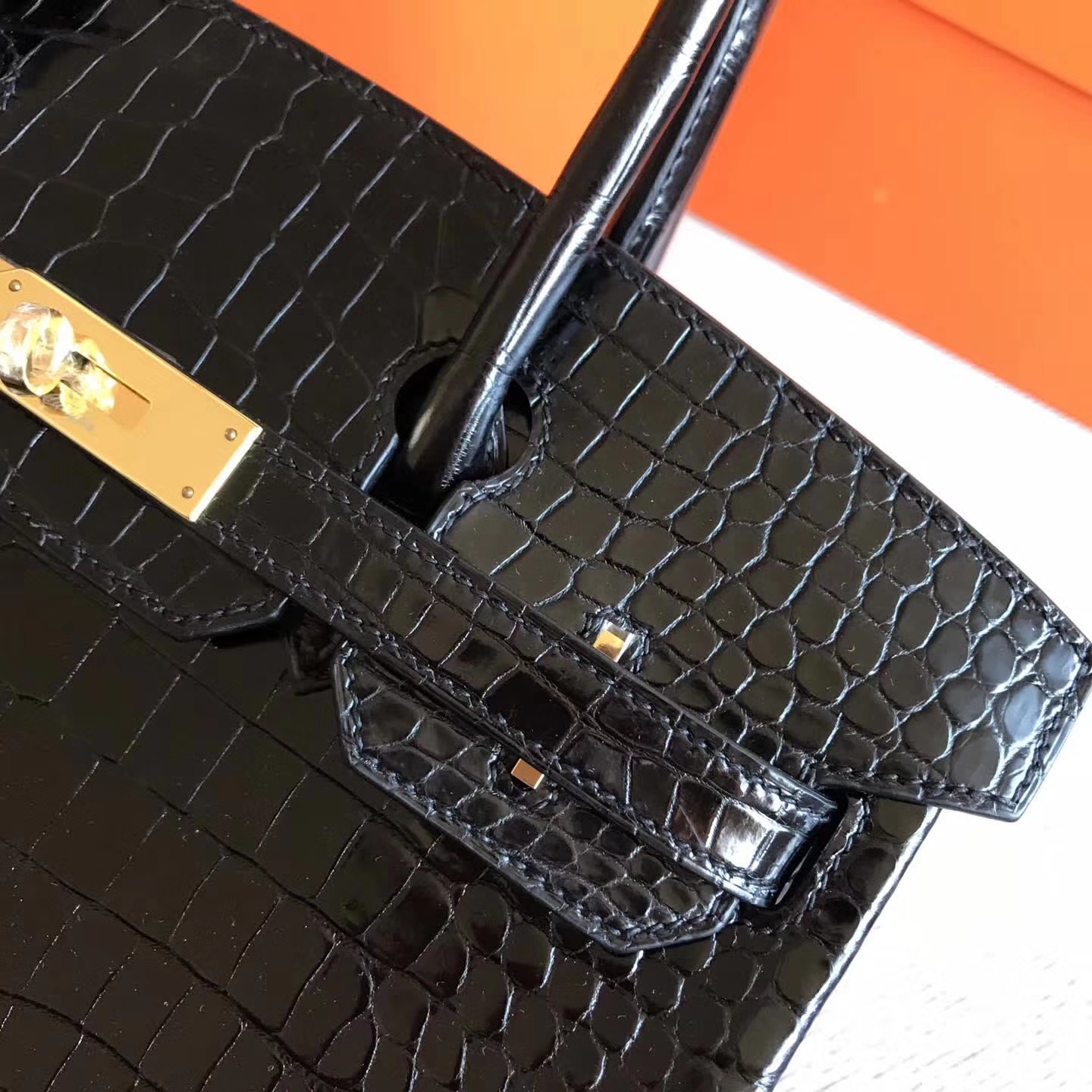 Discount Hermes Birkin30cm Handbag in CK89 Black Crocodile Shiny Leather