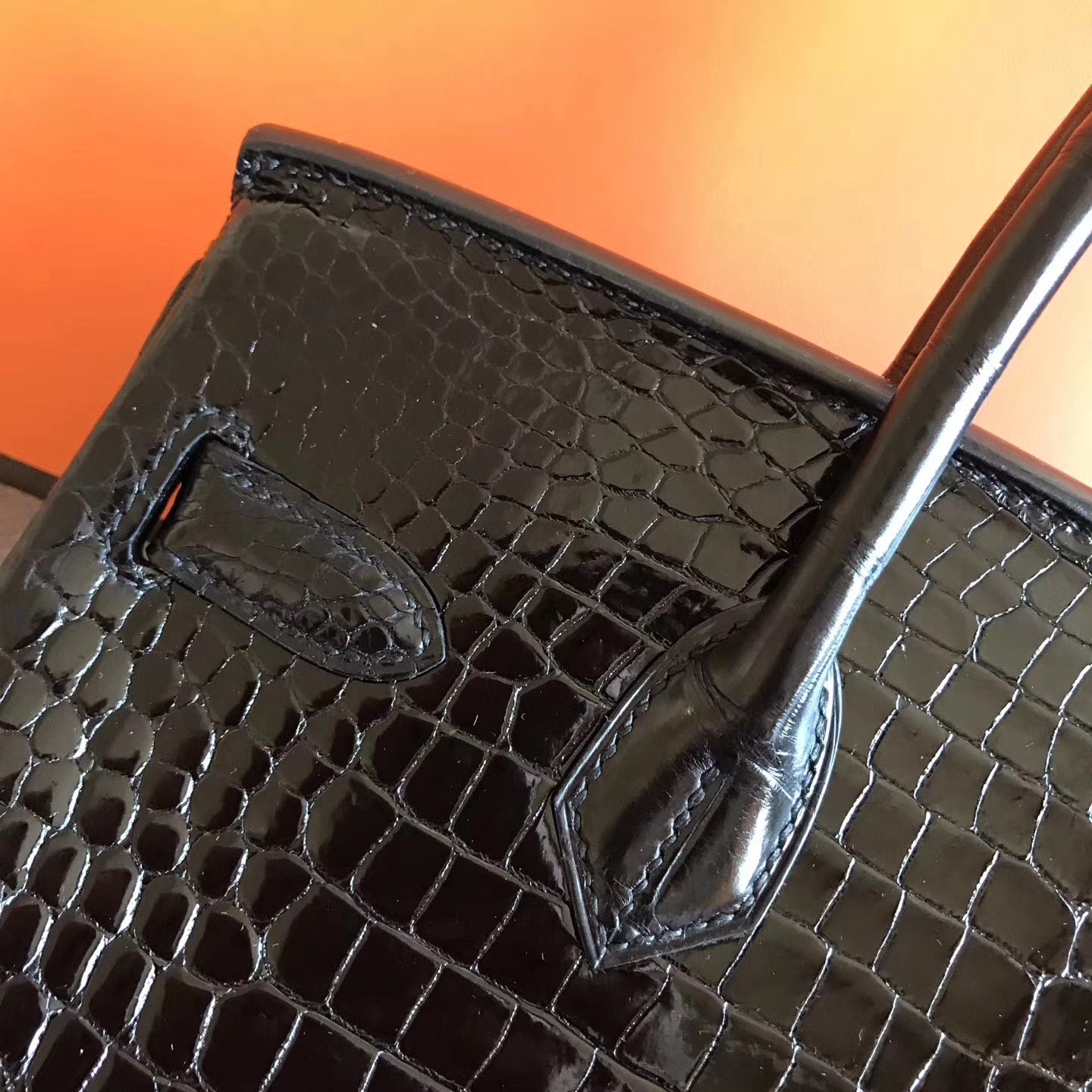 Discount Hermes Birkin30cm Handbag in CK89 Black Crocodile Shiny Leather