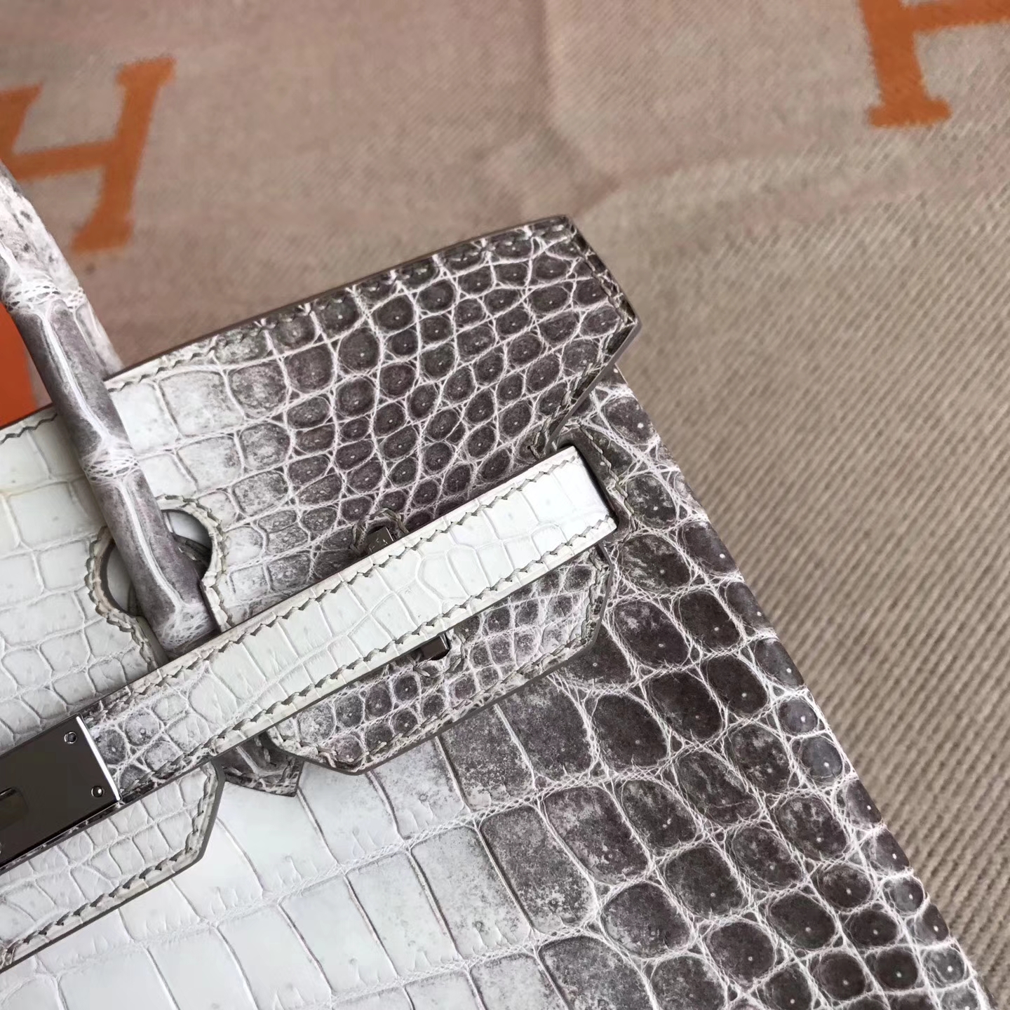 Noble Hermes Himalaya Crocodile Leather Birkin30cm Bag Silver Hardware