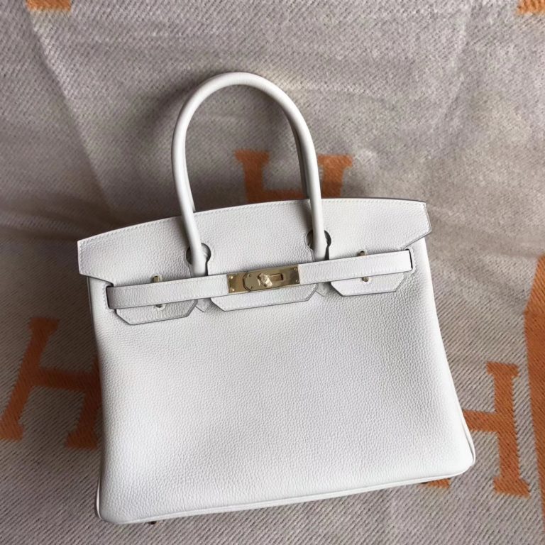Hermes CK10 Craie White Togo Calfskin Birkin Handbag  30cm