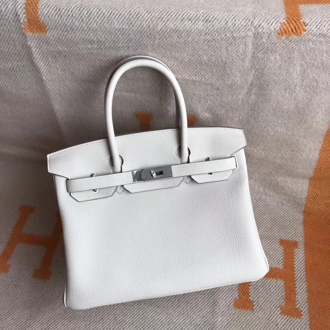 Discount Hermes CK10 Craie White Togo Calfskin Birkin Handbag 30cm