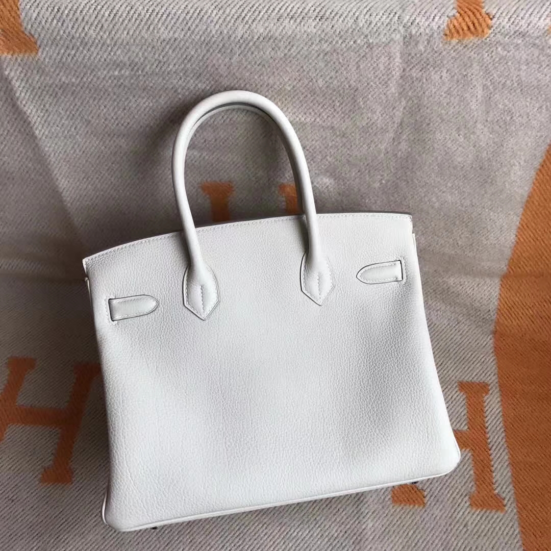 Discount Hermes CK10 Craie White Togo Calfskin Birkin Handbag 30cm