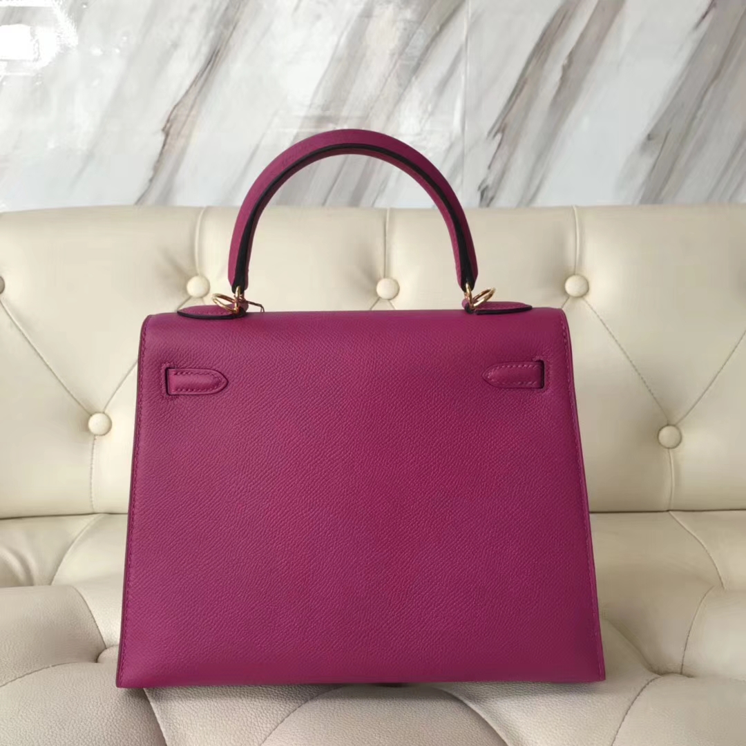 Wholesale Hermes L3 Rose Purple Epsom Calf Sellier Kelly25CM Bag Gold Hardware