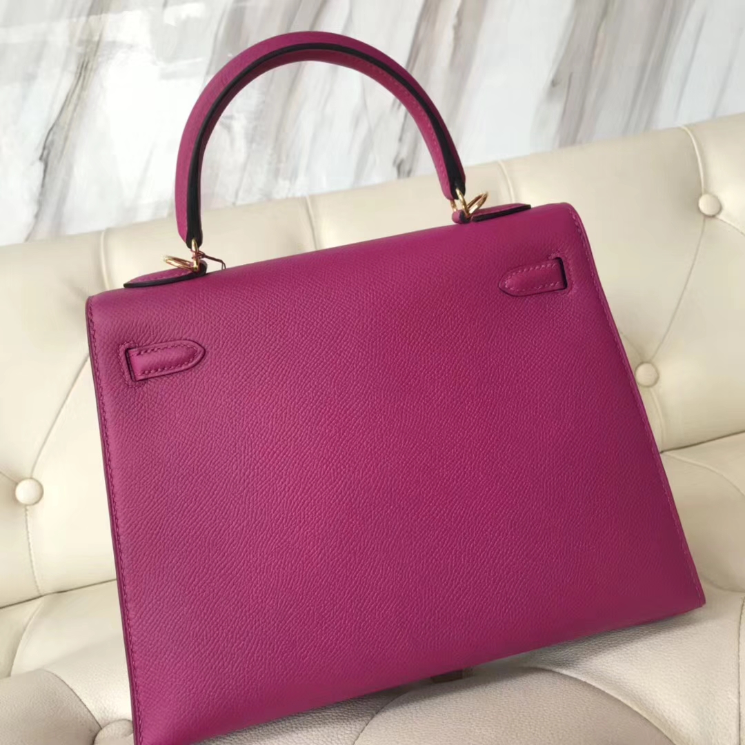 Wholesale Hermes L3 Rose Purple Epsom Calf Sellier Kelly25CM Bag Gold Hardware