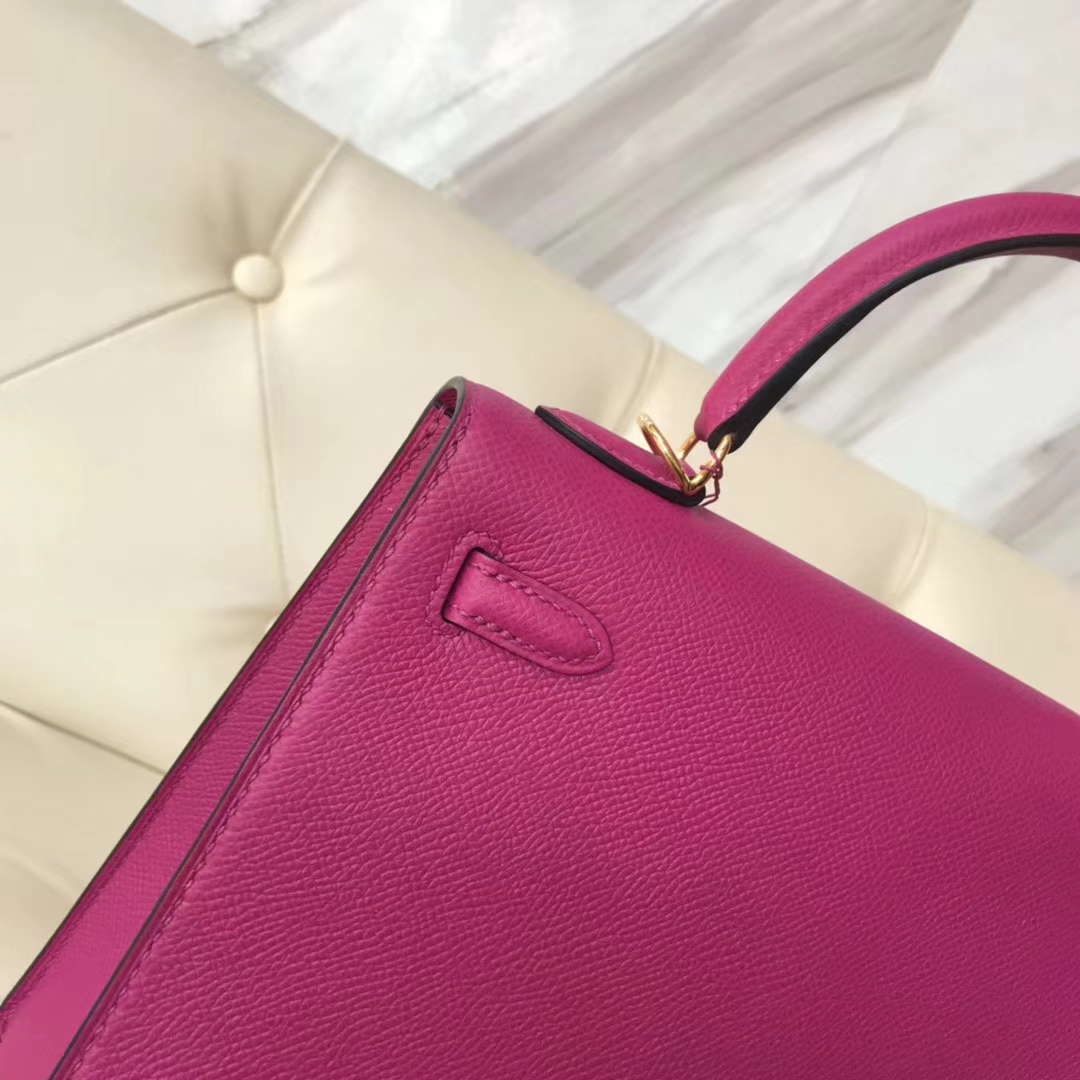 Wholesale Hermes L3 Rose Purple Epsom Calf Sellier Kelly25CM Bag Gold Hardware