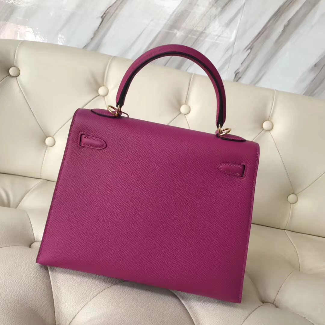 Wholesale Hermes L3 Rose Purple Epsom Calf Sellier Kelly25CM Bag Gold Hardware