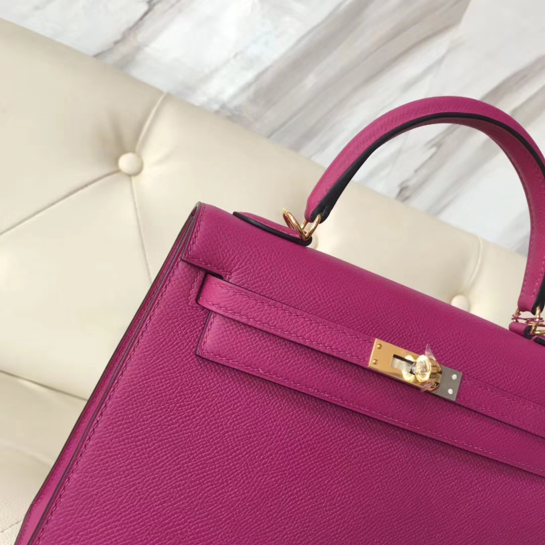 Wholesale Hermes L3 Rose Purple Epsom Calf Sellier Kelly25CM Bag Gold Hardware