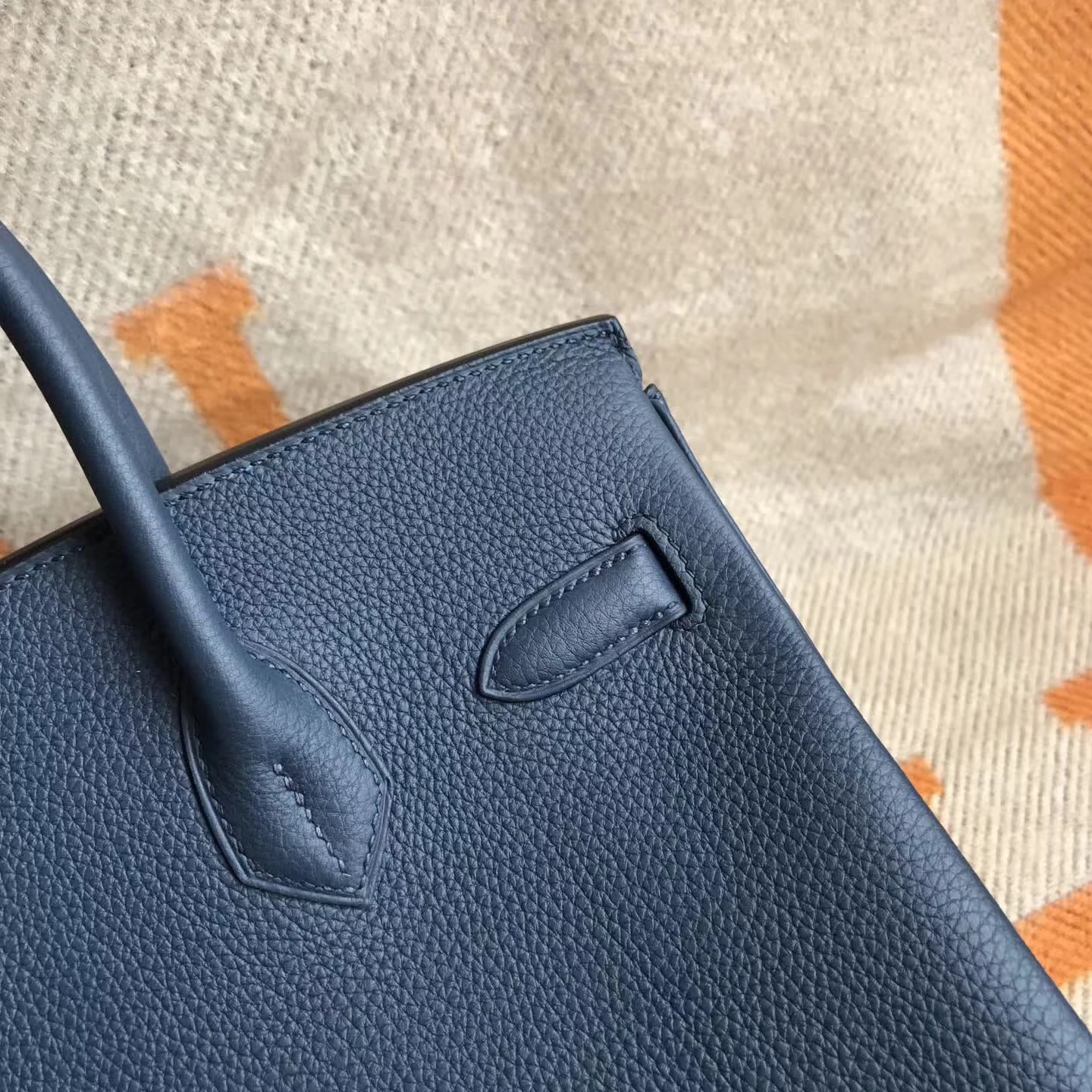 On Sale Hermes 7K Dark Blue Togo Calfskin Birkin Bag30cm Gold Hardware