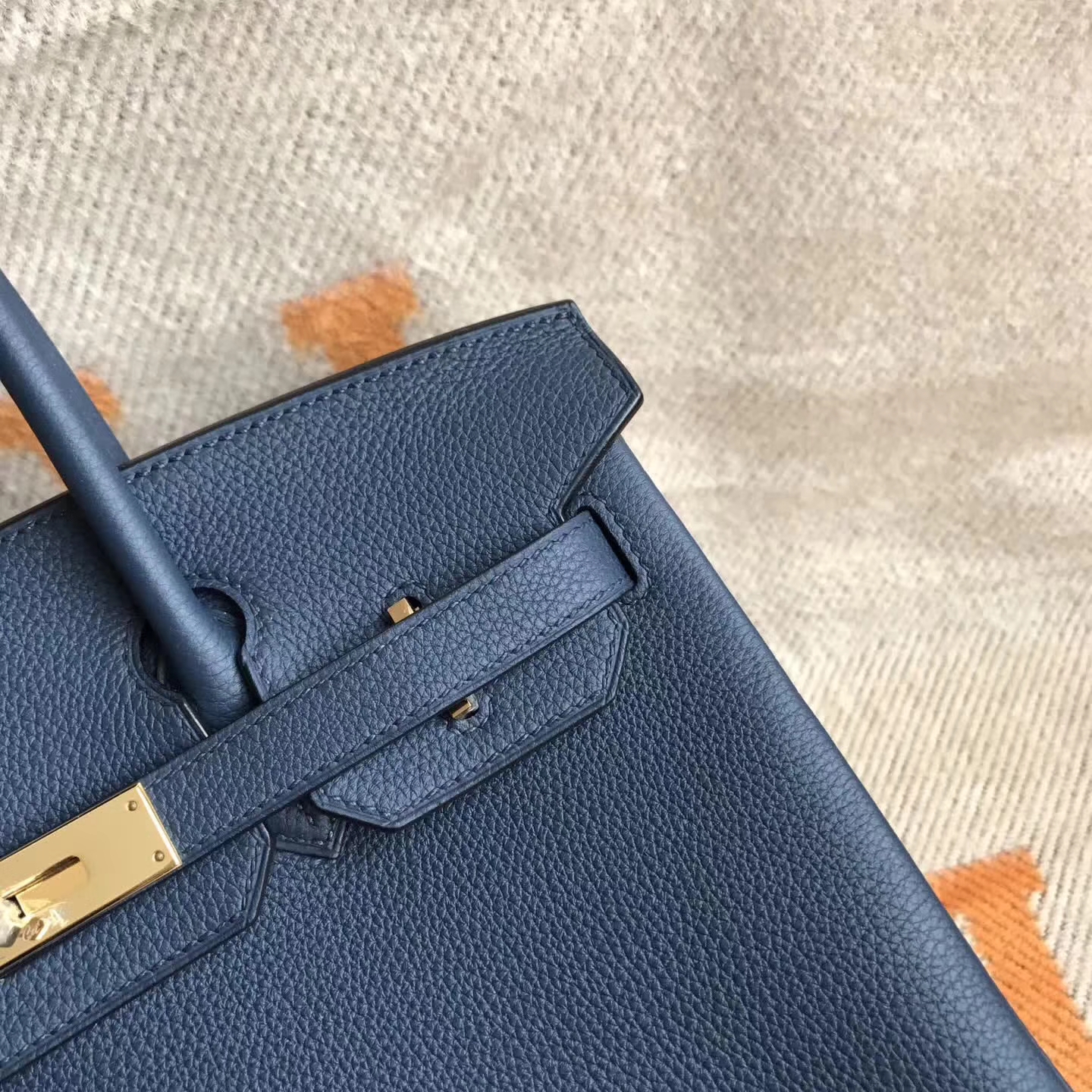 On Sale Hermes 7K Dark Blue Togo Calfskin Birkin Bag30cm Gold Hardware