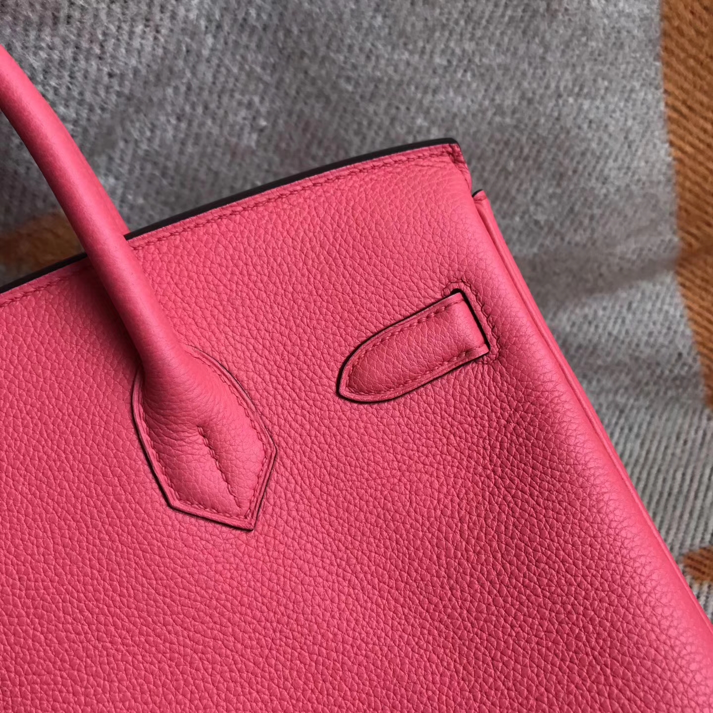 Fashion Hermes T5 Peach Pink Togo Calfskin Birkin Bag30cm Silver Hardware