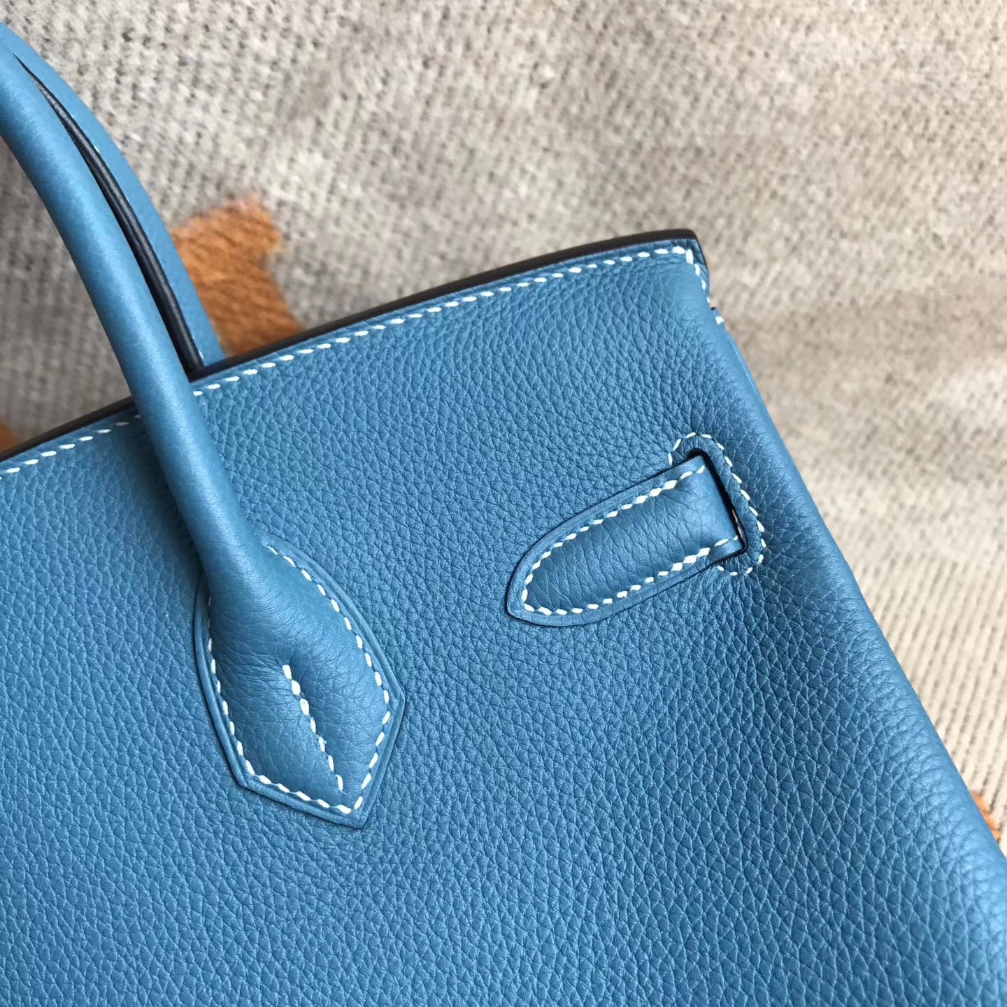 Hot Sale Hermes CK75 Blue Jean Togo Calfskin Birkin30cm Tote Bag