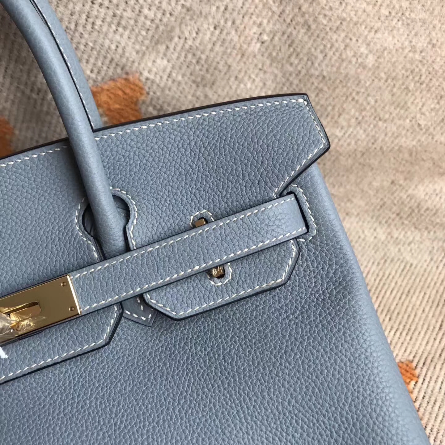 Hand Stitching Hermes Togo Calfskin Birkin Bag30cm in J7 Blue Lin