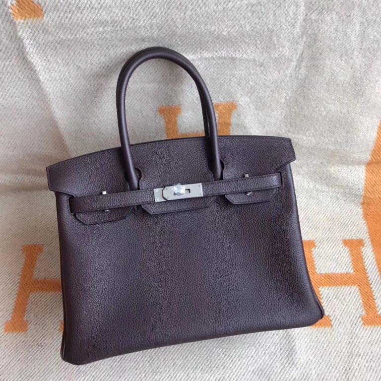 Hermes CK57 Bordeaux Togo Calfskin Birkin 30cm Handbag Silver Hardware