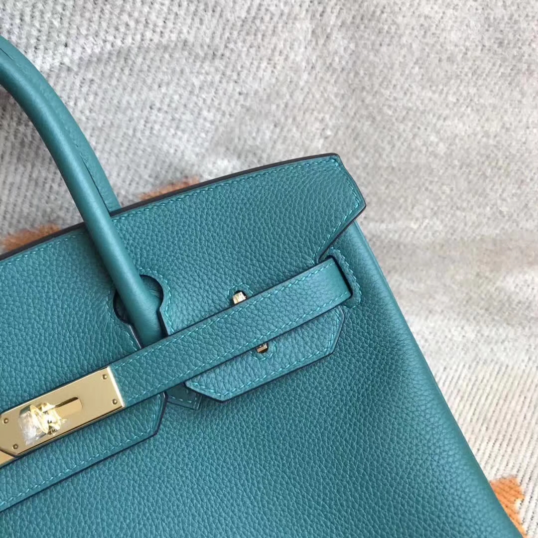 Elegant Hermes Z6 Malachite Green Togo Calfskin Birkin30cm Bag