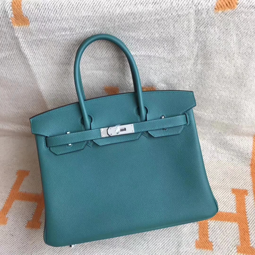 Elegant Hermes Z6 Malachite Green Togo Calfskin Birkin30cm Bag