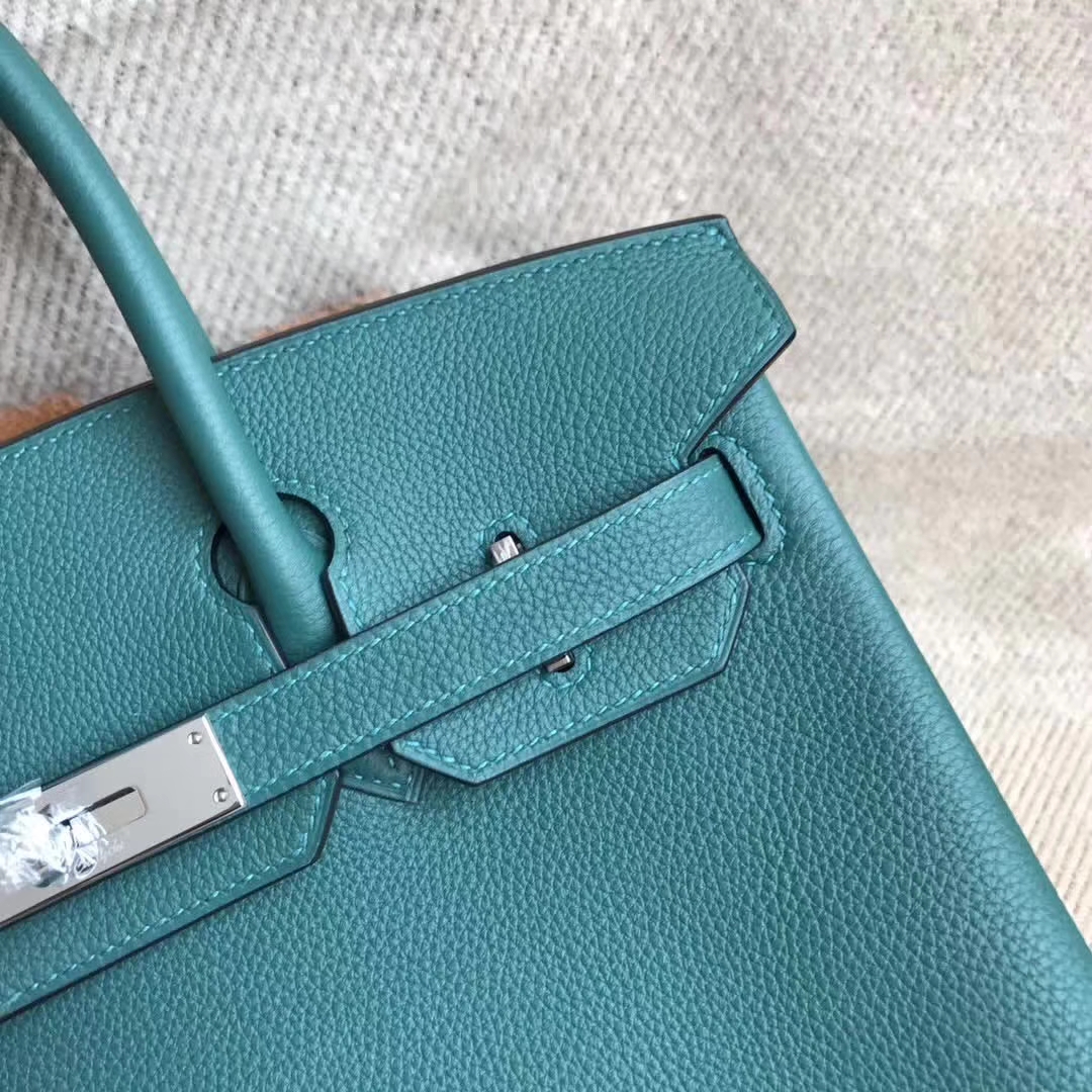 Elegant Hermes Z6 Malachite Green Togo Calfskin Birkin30cm Bag