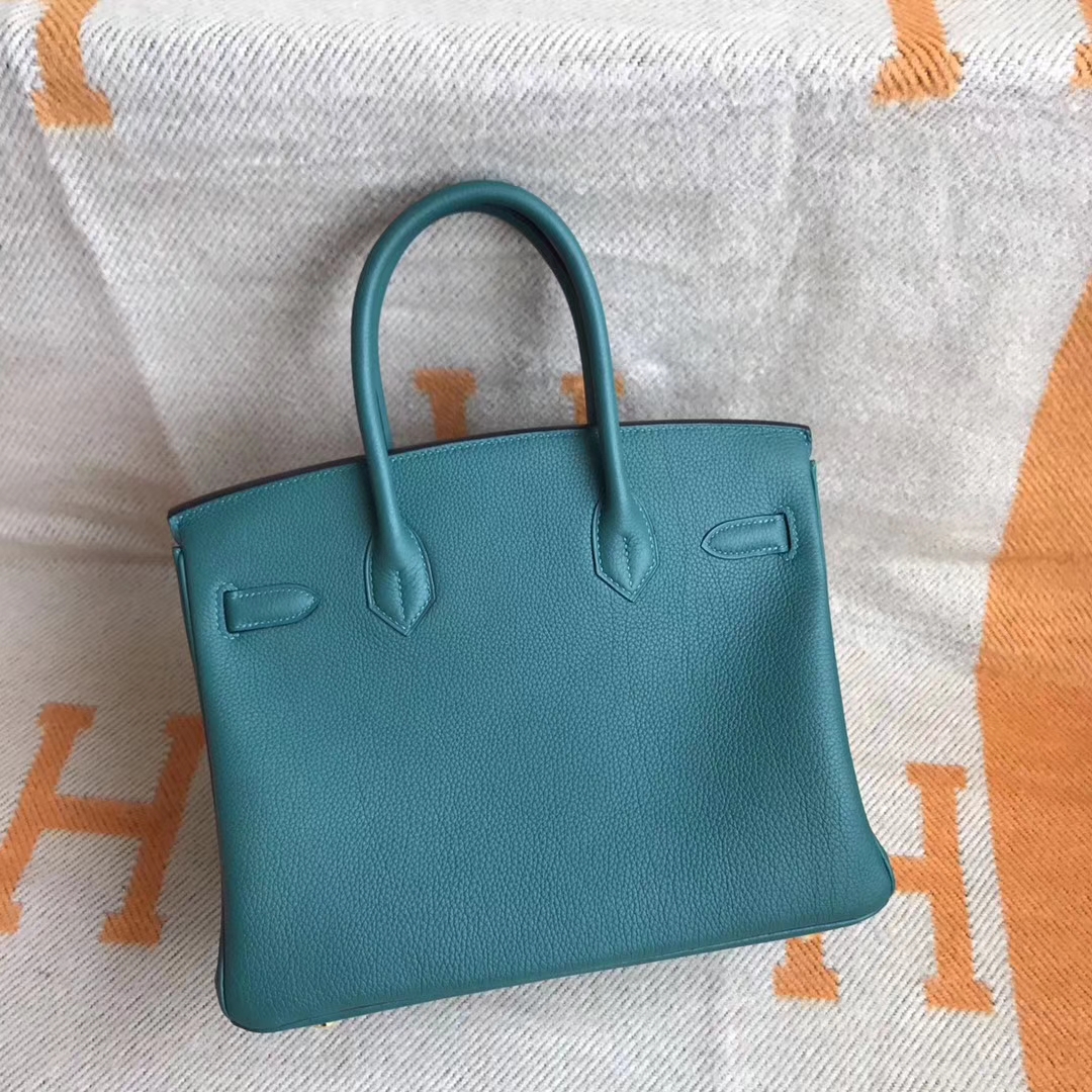Elegant Hermes Z6 Malachite Green Togo Calfskin Birkin30cm Bag