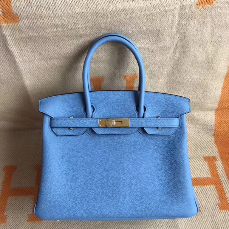 High Quality Hermes Birkin 30cm Bag in 2T Blue Paradise Togo Calfskin
