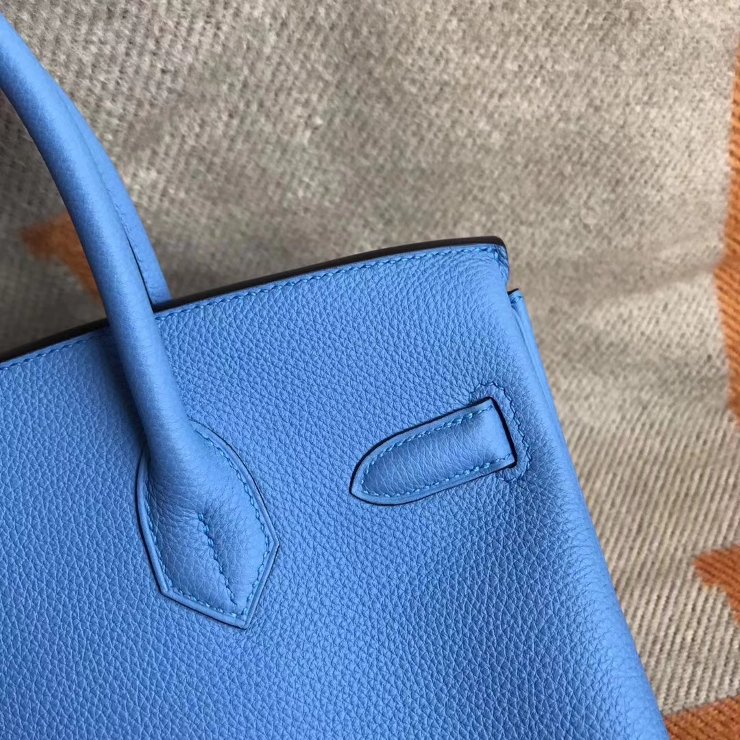 High Quality Hermes Birkin30cm Bag in 2T Blue Paradise Togo Calfskin