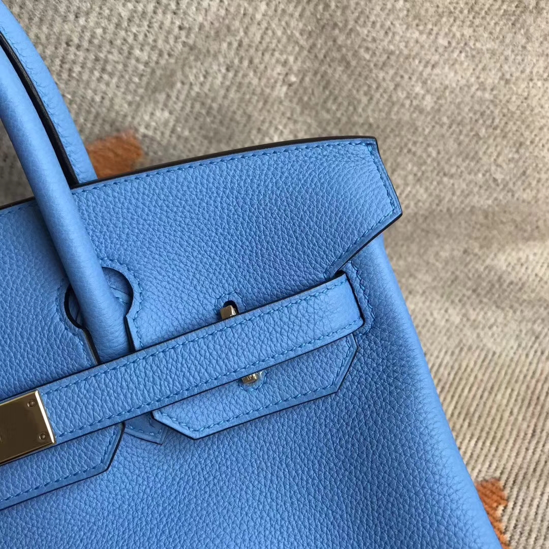 High Quality Hermes Birkin30cm Bag in 2T Blue Paradise Togo Calfskin