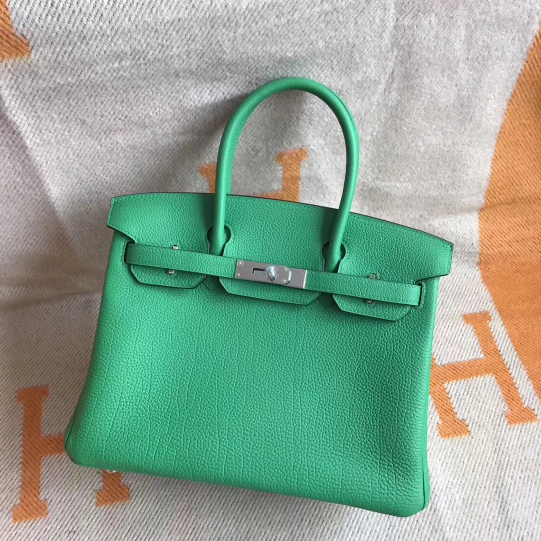 Elegant Hermes 1K Bamboo Green Togo Calfskin Birkin30cm Women&#8217;s Bag