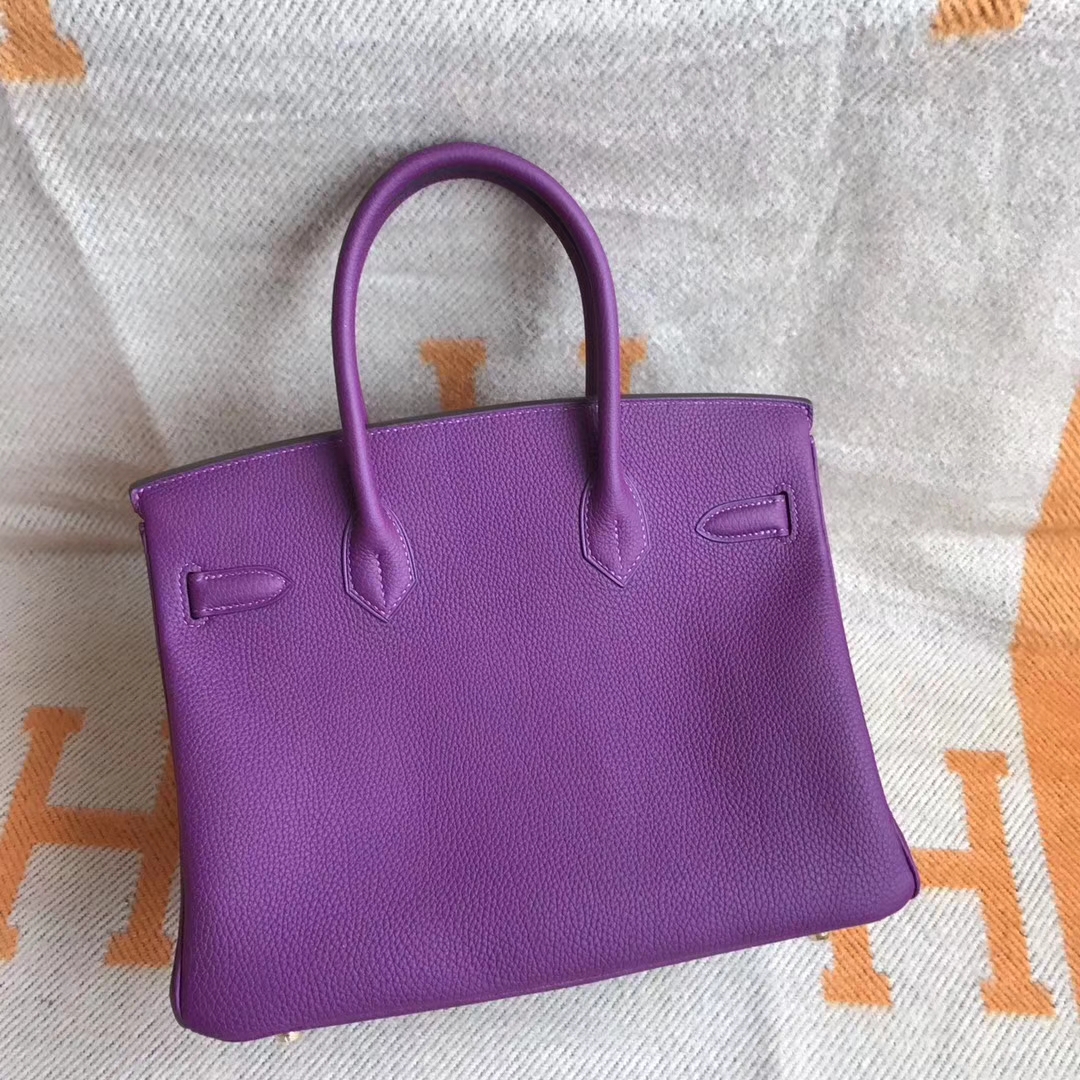 Luxury Hermes Togo Calfskin Birkin Bag30cm in P9 Amenone Gold Hardware