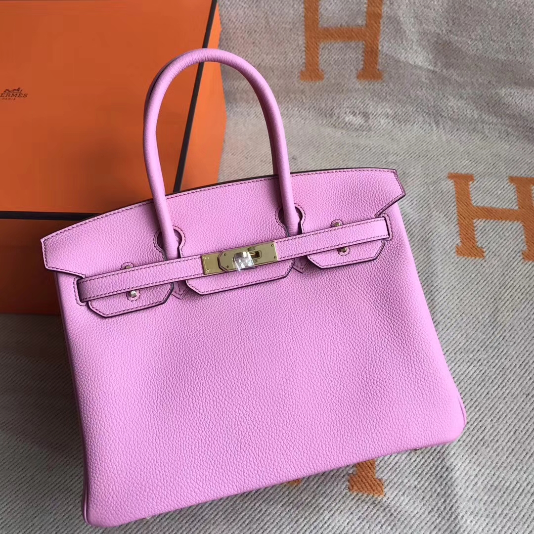 Discount Hermes 5P Rose Sakura Togo Calfskin Birkin30cm Handbag