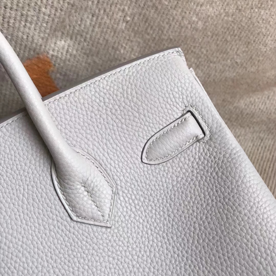 Noble Hermes CK80 Pearl Grey Togo Calfskin Birkin Bag30cm Silver Hardware