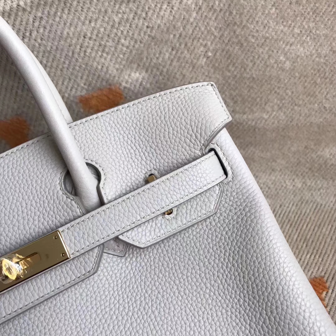 Noble Hermes CK80 Pearl Grey Togo Calfskin Birkin Bag30cm Silver Hardware