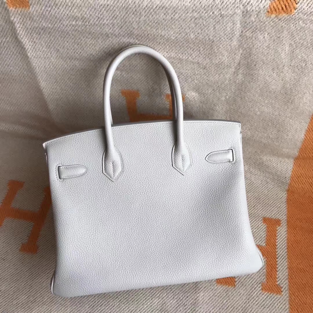 Noble Hermes CK80 Pearl Grey Togo Calfskin Birkin Bag30cm Silver Hardware